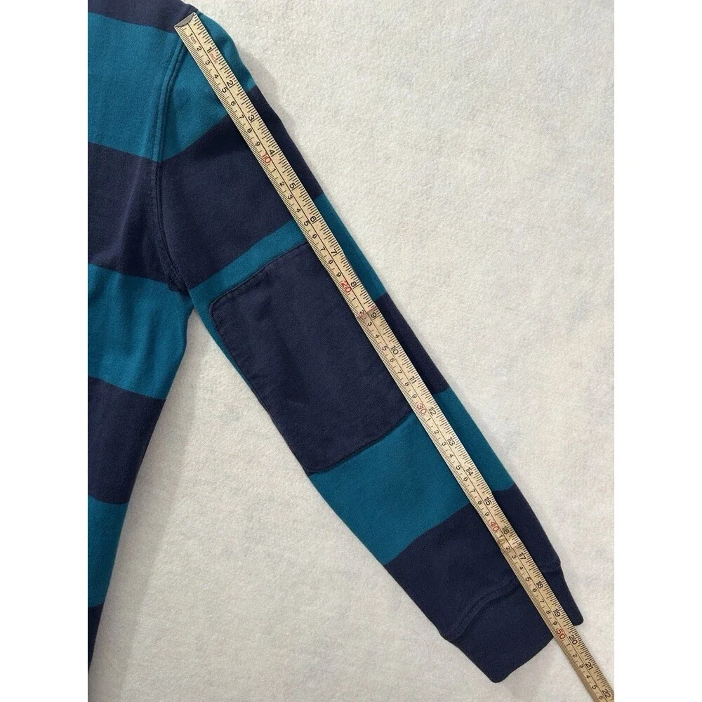Hanna Andersson Boys 10 140cm Striped Rugby Shirt 100% Cotton FWH19 Blue Teal